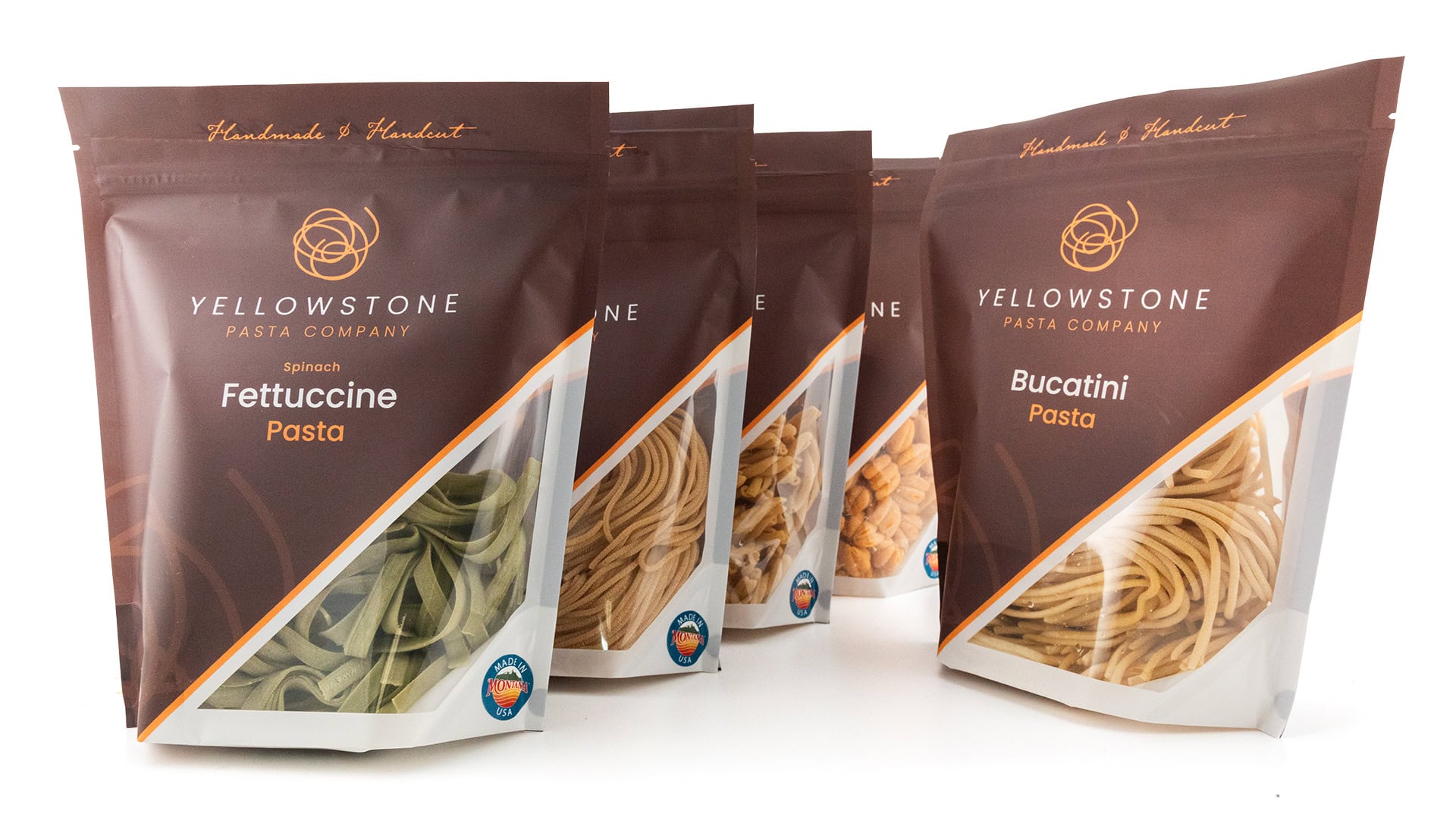 Yellowstone Pasta packages: Fettuccine, Bucatini variety subscription box.
